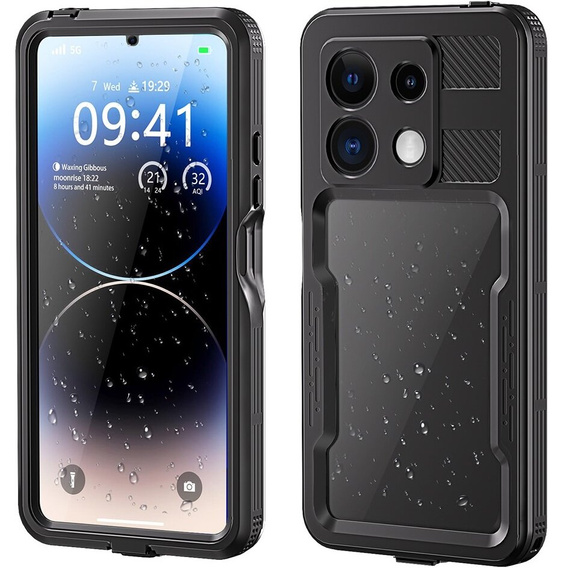 Vodotěsné pouzdro IP68 pro Xiaomi Redmi Note 13 Pro 5G, Redpepper, černé