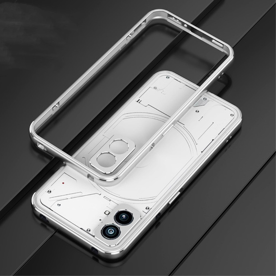 Pouzdro pro Nothing Phone 2a, Armor Bumper, s krytem objektivu, stříbrné