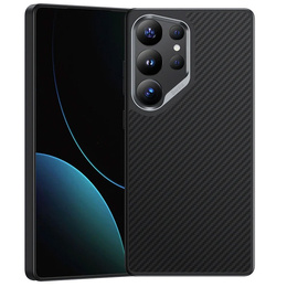 Pouzdro BENKS Kevlar pro Samsung Galaxy S25 Ultra, pro MagSafe, Carbon Fiber, černé
