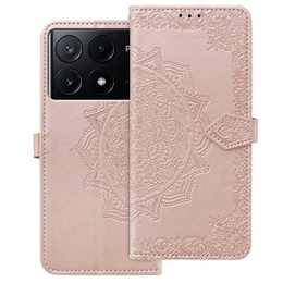 Klopové pouzdro pro Xiaomi Poco X6 Pro 5G, Mandala, růžové rose gold