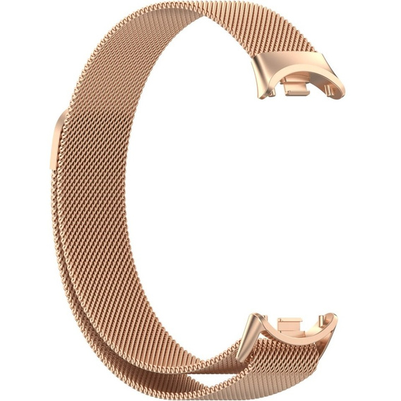 Milánský náramek s pouzdrem pro Xiaomi Smart Band 10 / 9 / 8, růžové zlato