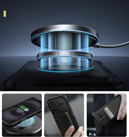 Pancéřové pouzdro pro iPhone 16, Dexnor CamProtect MagSafe, černé