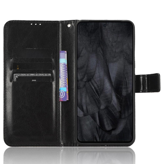 Klopové pouzdro pro Google Pixel 8 Pro, Crazy Horse Wallet, černé