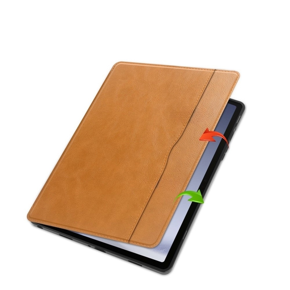 Pouzdro pro Samsung Galaxy Tab A9+, Business Card and Pen Slot, hnědé