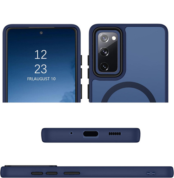 Pouzdro pro Samsung Galaxy S20 FE, pro MagSafe, ERBORD Matt Case, tmavě modrý + sklo na displej