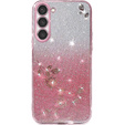 Pouzdro pro Samsung Galaxy S23, Glitter Flower, růžové rose gold
