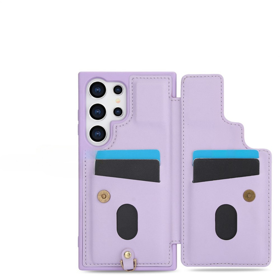 Pouzdro pro Samsung Galaxy S25 Ultra, Leather Flower Card Slot, fialové