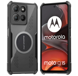 Pouzdro pro Motorola Moto G15 / Motorola Moto G15 Power, s magnetickou fólií, transparentní / černé