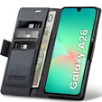 Pouzdro pro Samsung Galaxy A26, ERBORD Glossy Litchi, flipová peněženka, černé