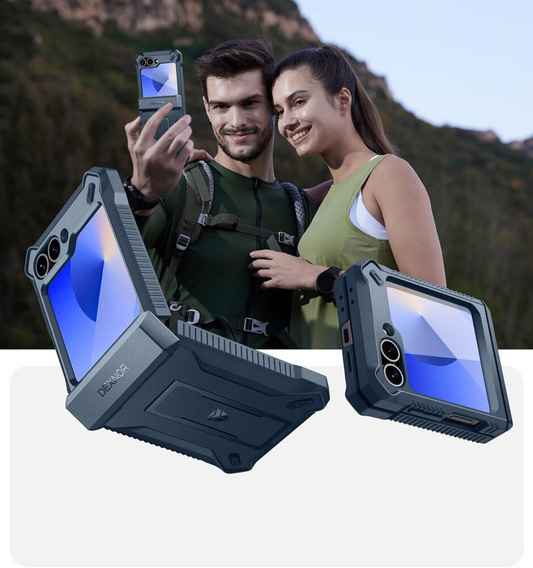 Pancéřové pouzdro pro Samsung Galaxy Z Flip7 FE / Z Flip6, Dexnor Clip Holder, námořnicky modré