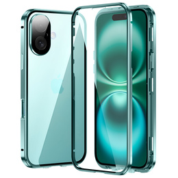 Pouzdro pro iPhone 16, Magnetic Dual Glass, zelené