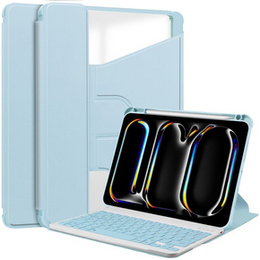Pouzdro s klávesnicí pro iPad Pro 11" 2024 (5 gen.), Rotary 360° Leather, světle modré