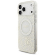 Pouzdro Guess IML Flowers Electroplated Allover With Beads Strap, pro MagSafe, s řemínkem pro iPhone 17 Pro Max