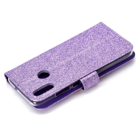 Klopové pouzdro pro Huawei P Smart 2019 / Honor 10 Lite, Glitter Mirror Wallet, fialové