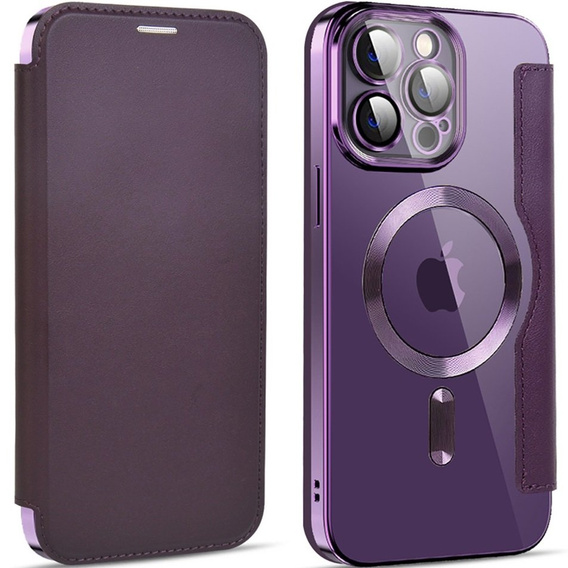 Klopové pouzdro pro iPhone 13 Pro Max, RFID Wallet MagSafe CamShield, fialové