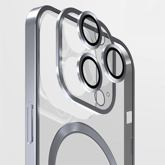 Pouzdro pro iPhone 14 Pro, ERBORD Hybrid MagSafe Case, stříbrné