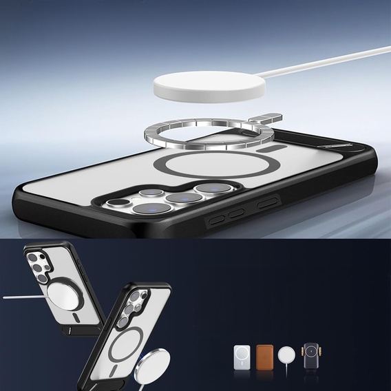 Pouzdro pro Samsung Galaxy S25 Ultra, matný stojánek, pro MagSafe, černé