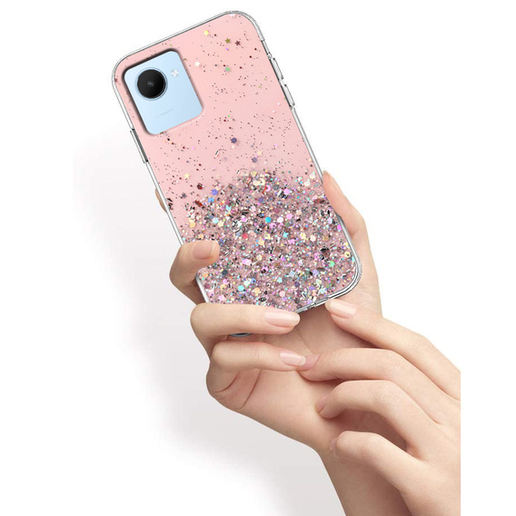 Pouzdro pro Realme C30 / Narzo 50i Prime, Glittery, růžové