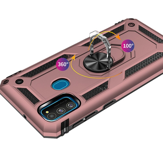 Pancéřové pouzdro pro Samsung Galaxy M21, Nox Case Ring, růžové rose gold