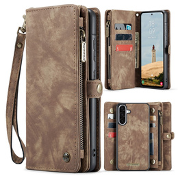 CASEME pouzdro pro Samsung Galaxy A56 5G, Retro Leather Wallet, s páskem, hnědé