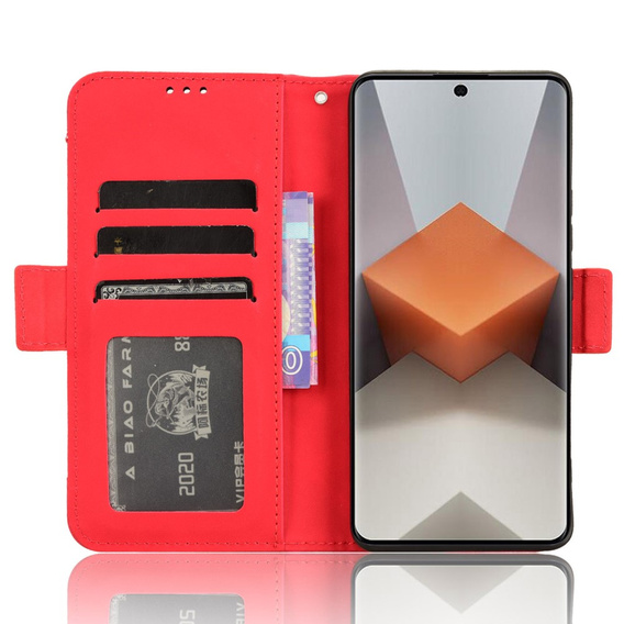 Klopové pouzdro pro Xiaomi Redmi Note 13 Pro+, Card Slot, červené