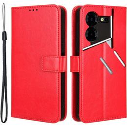 Klopové pouzdro pro Tecno Pova 5 Pro 4G, Crazy Horse Wallet, červené