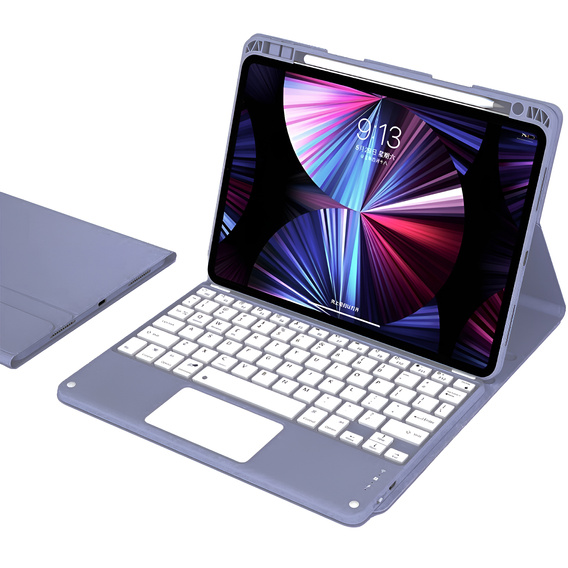 Pouzdro + klávesnice iPad 10.2 2021 / 2020 / 2019 / Air 10.5 2019, Leather Pen Slot TouchPad, fialové