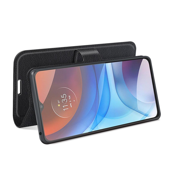 Klopové pouzdro pro Motorola Moto E7 Power / E7i Power, Wallet Litchi Texture, černé