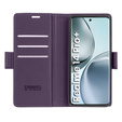 Pouzdro pro Realme 14 Pro+ 5G, ERBORD Glossy Litchi, flipová peněženka, fialové