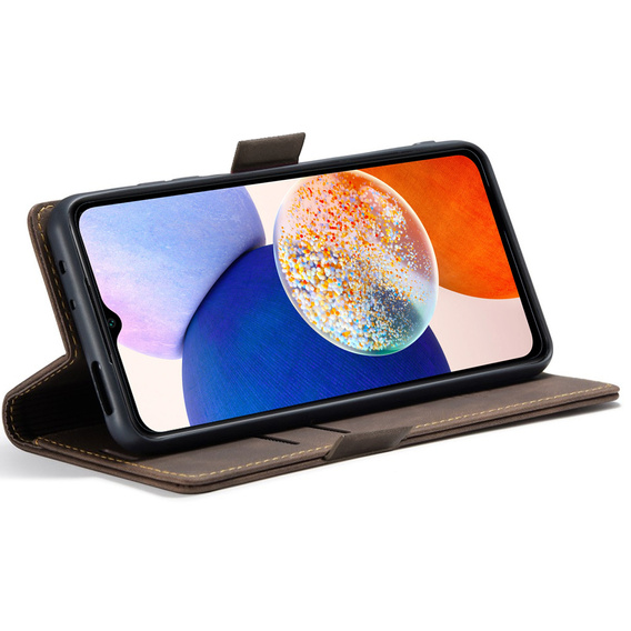 Pouzdro pro Samsung Galaxy A14 4G/5G, ERBORD Vintage peněženka s klopou, káva