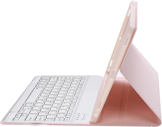 Pouzdro s podsvícenou bluetooth klávesnicí pro iPad 10.9 2022 (10 gen.), růžové