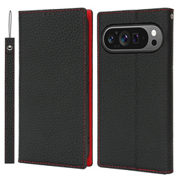 Klopové pouzdro pro Google Pixel 10 / 10 Pro, kůže Litchi Grain, černé