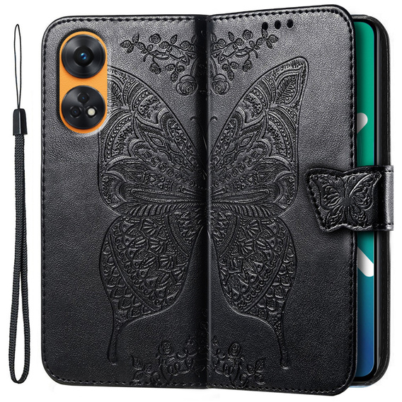 Klopové pouzdro pro Oppo Reno8 T, Butterfly, černé