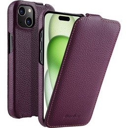 MELKCO flipové pouzdro pro iPhone 15, kožené, flipové, fialové