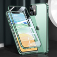 Pouzdro pro iPhone 12 Mini, Magnetic Dual Glass, zelené