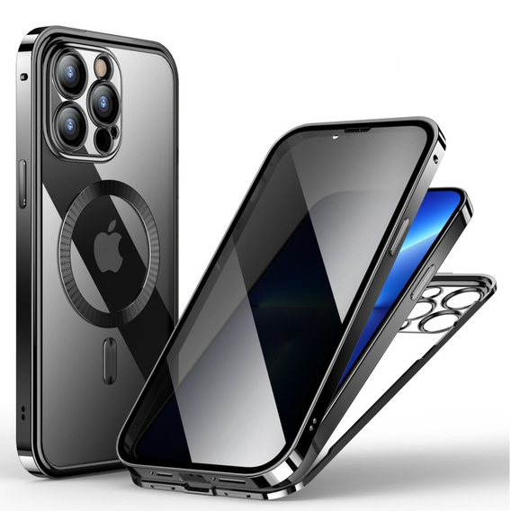 Pouzdro pro iPhone 13 Pro, Privacy Dual Glass, pro MagSafe, černé