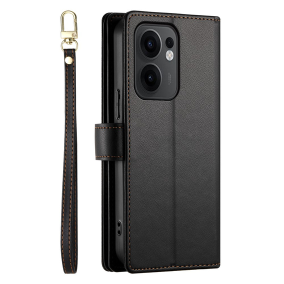 Klopové pouzdro pro Oppo Reno 13F 5G, Wallet Zipper Pocket, černé