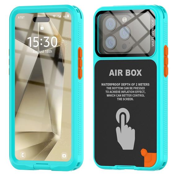 Vodotěsné pouzdro IP68 pro iPhone 15 Pro, SHELLBOX Air Box, modré