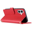 Pouzdro s klopou pro iPhone 16 Plus, Rhombus Crossbody Leather, červené