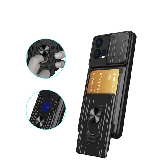 Pancéřové pouzdro pro Motorola Edge 30 Fusion 5G, Camera Slide Card Slot, černé