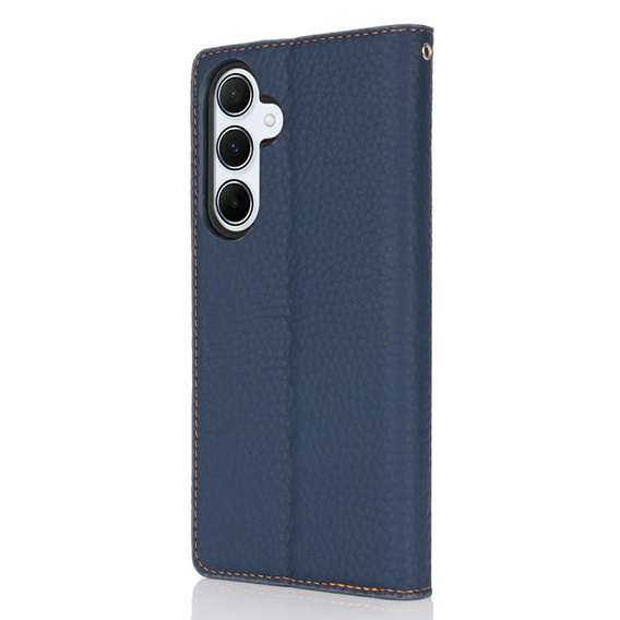 Klopové pouzdro pro Samsung Galaxy S25, Litchi Skin Grain, námořnicky modré