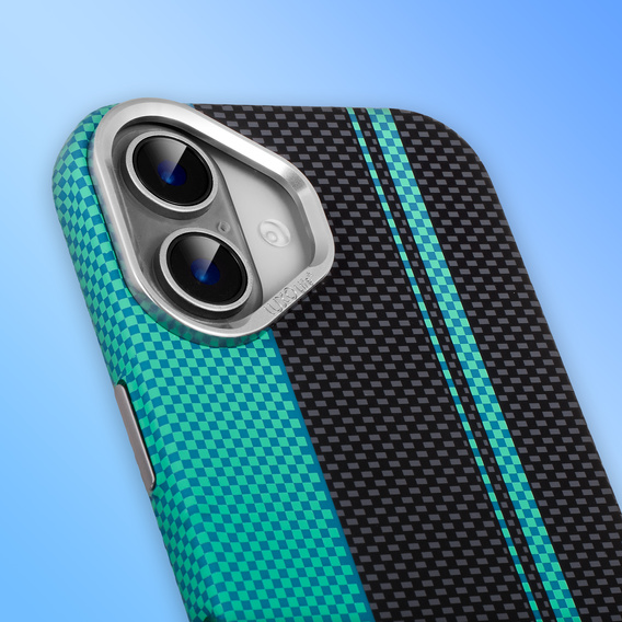 Pouzdro pro iPhone 16, Carbon Fiber MagSafe, černá / modrá