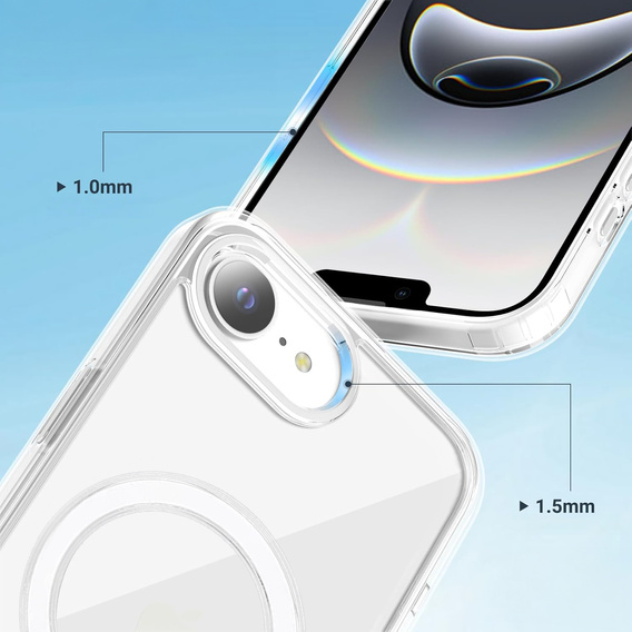 Magnetické pouzdro MagSafe pro iPhone 16E, ERBORD CrystalMag, čiré + sklo na displej