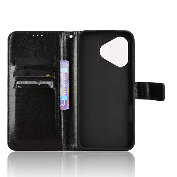 Klopové pouzdro pro Honor 400 Lite, Crazy Horse Wallet, černé