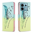 Klopové pouzdro pro Xiaomi Redmi Note 13 Pro 5G, Wallet, Feather modré / žluté