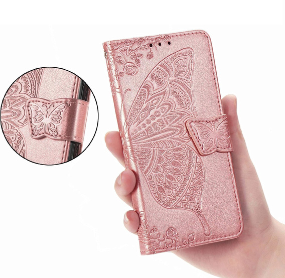 Klopové pouzdro pro Oppo A40 / Oppo A40m, Butterfly, růžové rose gold