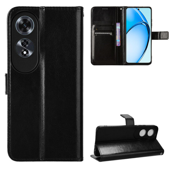 Klopové pouzdro pro Oppo A60, Crazy Horse Wallet, černé