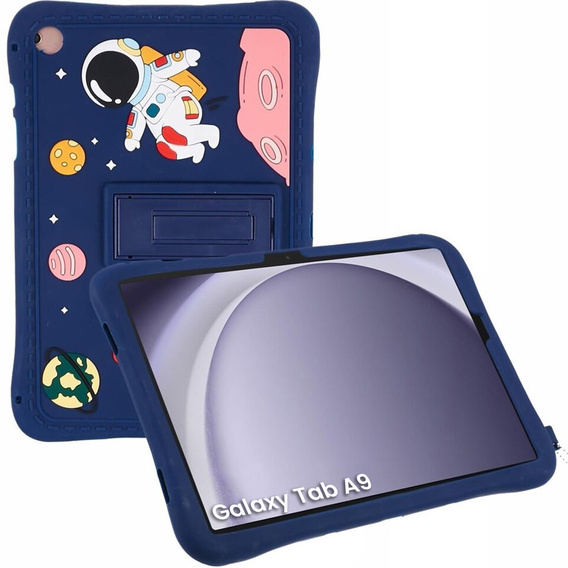 Dětské silikonové pouzdro pro Samsung Galaxy Tab A9 T220 X110 / X117, Armoured, Astronaut, námořnická modř