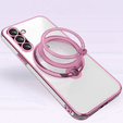 Magnetické pouzdro pro Samsung Galaxy A56, pro MagSafe, růžové + sklo 9H