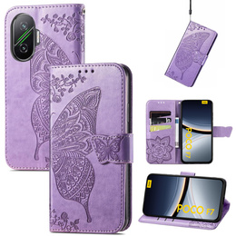 Klopové pouzdro pro Xiaomi Poco F7, Butterfly, fialové